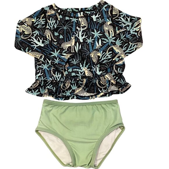 Ruffle Butts Toddler Girl's Safari Tankini Rash Guard Swimsuit - Picture 1 of 3